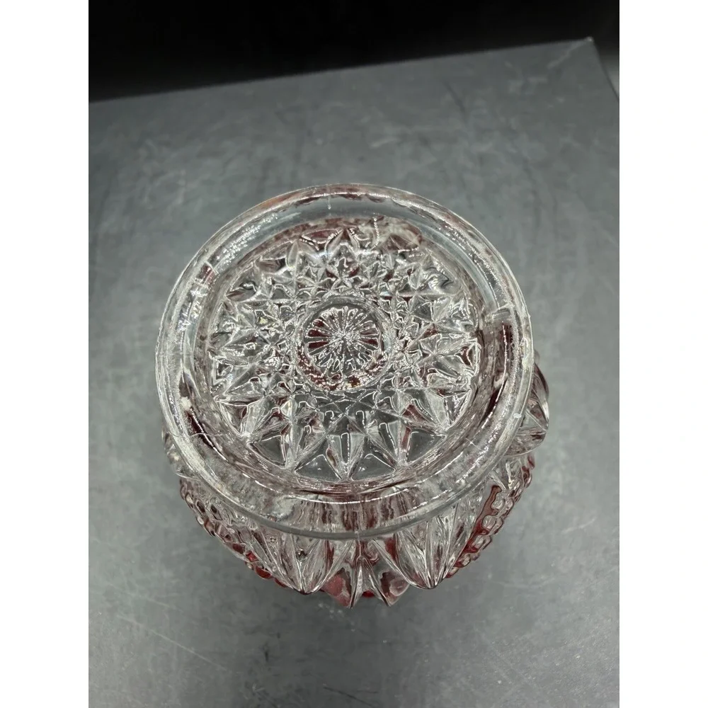 ❤️Bohemian Ruby Cut‑to‑Clear Toothpick Holder – Scalloped Rim – Diamond & Oval